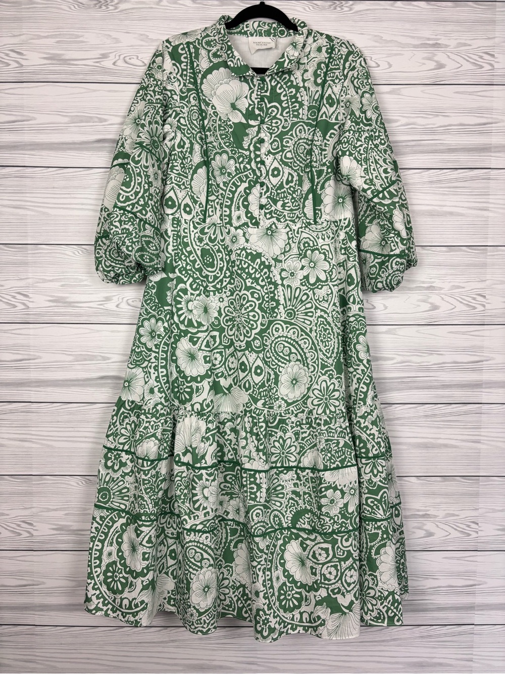 Hyacinth House green and white floral hillsborough midi dress large NWT - Picture 2 of 12